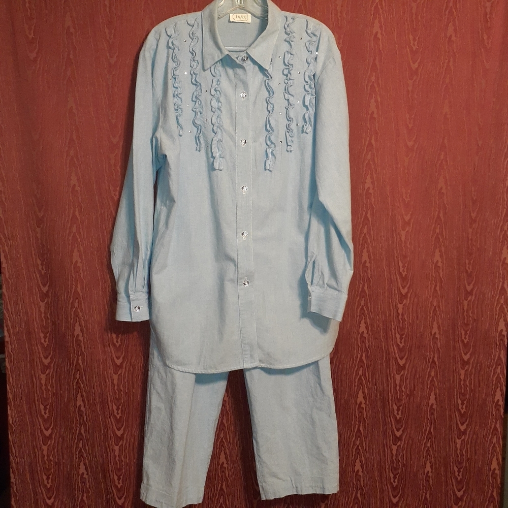 INFO 2 PIECE PANTS SET LIGHT BLUE SPRING/SUMMER OUTFIT WOMEN'S